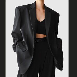 The Frankie Shop Oversized Boyfriend Blazer Black One Size